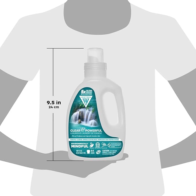 Hiketron Clear & Powerful Unscented Liquid Laundry Detergent, 5x Ultra Concentrated, Tough Stains Remover, (40 Fl Oz, Pack of 2)
