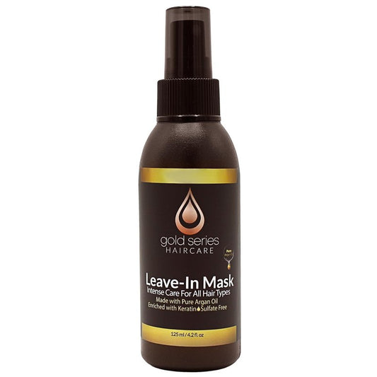 Gold Series Leave-In Hair Mask – Argan Oil Hair Mask Enriched with Keratin – Nourishing and Gently Detangling Leave In Conditioner Spray for Curly, Frizzy or Damaged Hair, 4.2 Fl.oz