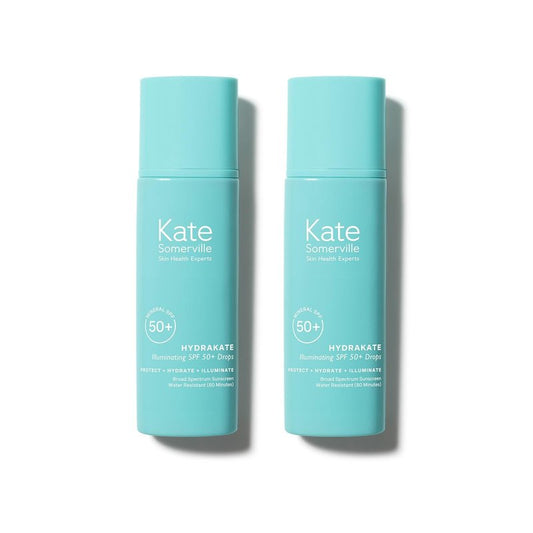 Kate Somerville HydraKate Illuminating Sunscreen Drops – Tinted SPF 50+ Mineral Sunscreen with Zinc Oxide, Moisturizing & Anti-Aging Sun Protection, 2 x 1.7 Fl Oz