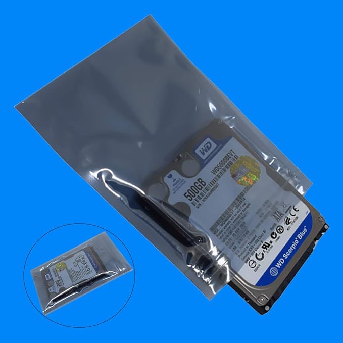 Daarcin 100pcs 3.93X5.9in(10X15cm) Anti Static Bags,ESD Bags Resealable for SSD HDD with 100pcs Labels, Antistatic Bag for Hand Drive or Varieties of Electronic Device