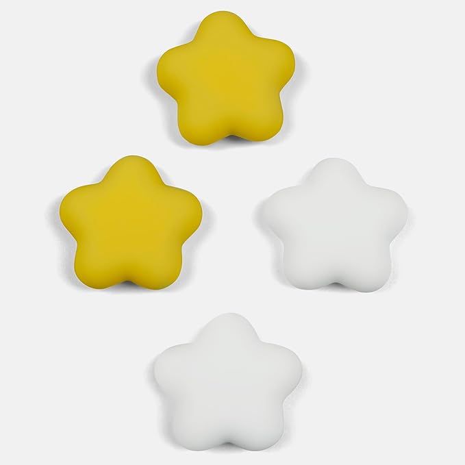 FAZNWUN Star-Shaped Thumb Grips for Nintendo Switch 2 4PCS Soft Silicone Joystick Caps, Yellow & White, Anti-Slip