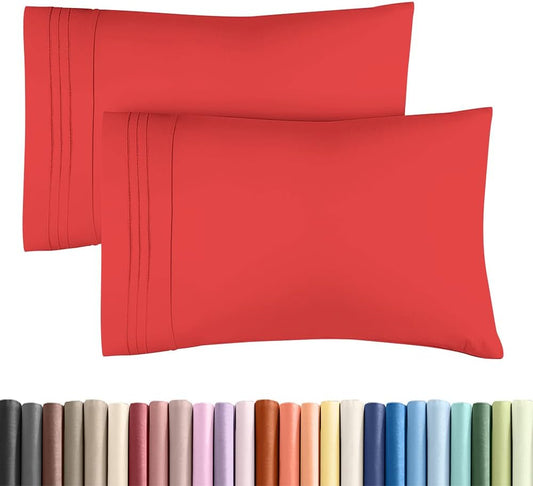 Standard Pillow Cases by Skiennix - Ultra-Soft Hotel Quality Covers - Wrinkle-Free & Stain Resistant - Set of 2 in Red