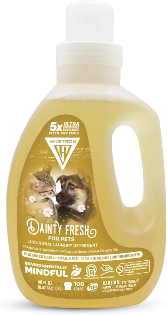 Hiketron Dainty Fresh For Pets Liquid Laundry Detergent, 5x Ultra Concentrated, Tough Stains Remover, Long Lasting Scent (40 Fl Oz, Pack of 1)
