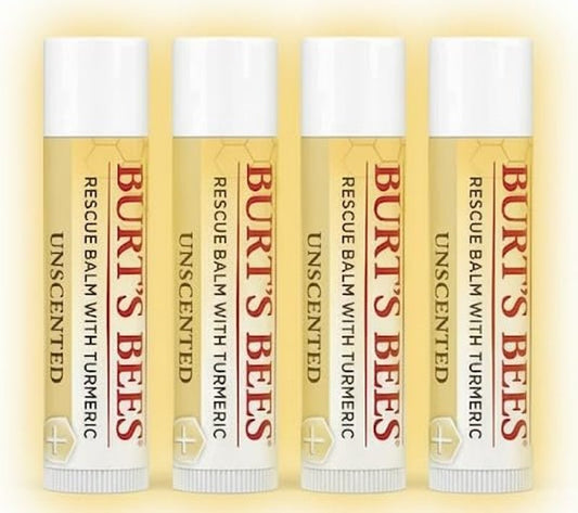 Burt's Bees Unscented Lip Balm | Antioxidant-Rich Turmeric, 100% Natural, 4-Pack