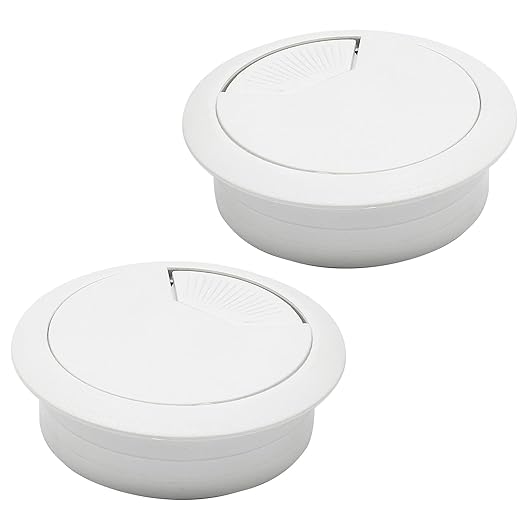 BOPOREAE Desk Grommet 2" (50 mm), Desk Cord Hole Cover, Cable Grommet ABS Plastic, Desk Hole Grommet for Office and Home Table Cable, Detachable Adjustable Cable Cord Organizer (White 2 Pcs)