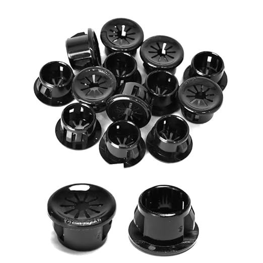 EASYEAH 60PCS Cable Grommets, 1/2"(13mm) Desk Hole Cover Petal Shaped Buckle Type Nylon Snap Bushing Grommet, Wire Hole Cover Insert for Cables and Cords Management and Protection of Cabinet, Black