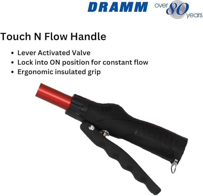 Dramm Touch-N-Flow Rain Wand â 30â Long, Blue â Full Watering Flow with Trigger-Style Shut-Off Valve & Lock â High-Flow, Gentle Spray for Gardens, Hanging Baskets & Flowerbeds