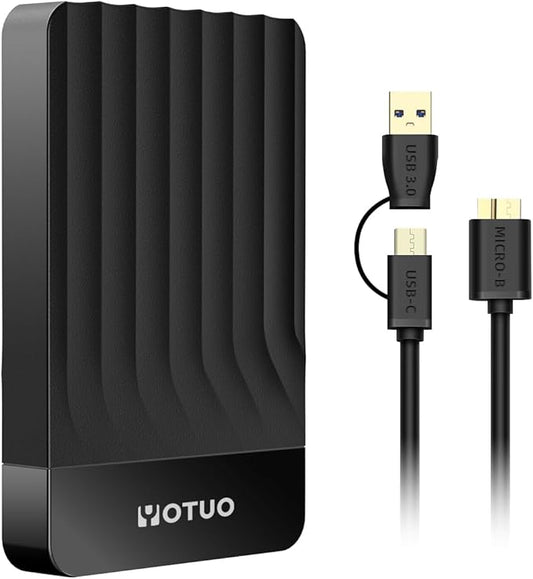 YOTUO 500GB External Hard Drive, Portable Storage Expansion HDD, USB 3.0 & USB-C for PC, Mac, Desktop, Laptop, Smartphone, PS4, Xbox One, Xbox 360, Office & Game, Black
