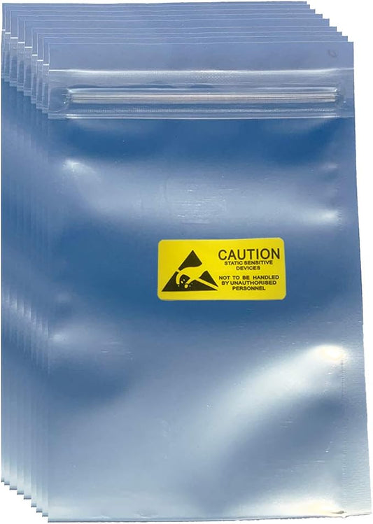 Daarcin 100pcs 3.93X5.9in(10X15cm) Anti Static Bags,ESD Bags Resealable for SSD HDD with 100pcs Labels, Antistatic Bag for Hand Drive or Varieties of Electronic Device