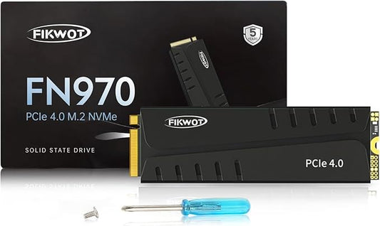 Fikwot FN970 1TB M.2 2280 PCIe Gen4 x4 NVMe 1.4 Internal Solid State Drive with Heatsink - Speeds up to 7,400MB/s, Configure DRAM Cache, Internal SSD