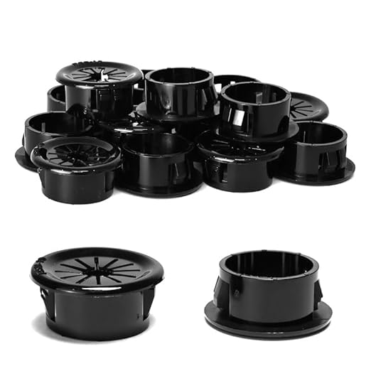 EASYEAH 30PCS Cable Grommets, 3/4"(19mm) Desk Hole Cover Petal Shaped Buckle Type Nylon Snap Bushing Grommet, Wire Hole Cover Insert for Cables and Cords Management and Protection of Cabinet, Black