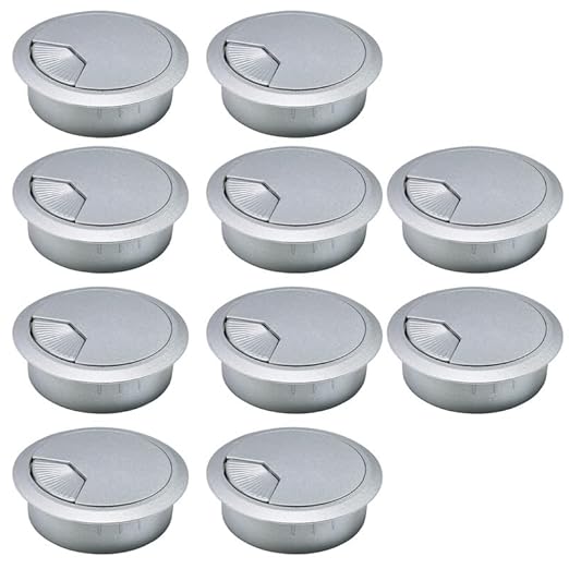 EASYEAH 10 Pcs Desk Grommet 2" / 50 mm, Desk Cord Hole Cover, Cable Grommet ABS Plastic, Desk Hole Grommet for Home & Office Pc, Detachable Adjustable Cable Cord Organizer-Silvery