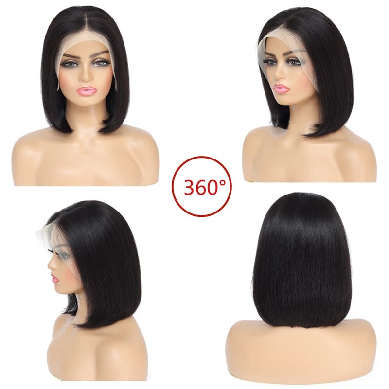 Short Bob Wig - 13x4 Frontal Human Hair Wigs for Black Women | 180% Density, Pre-Plucked, 10 Inch