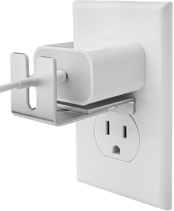 ILIVABLE Outlet Lock, Adjustable Metal Security Device, Prevents Power Plug Unplugging, Silver, 1-Pack