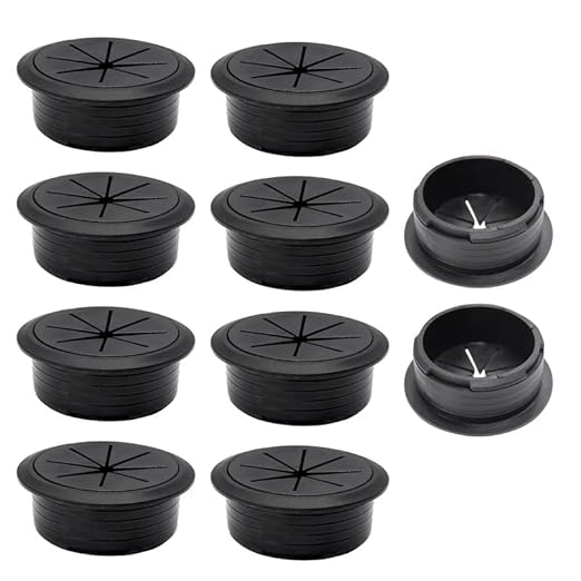 EASYEAH 10 Pcs Desk Grommet 2" / 50 mm, Desk Hole Cover for Cables Black, Cable Grommet ABS Plastic, Desk Hole Grommet for Home & Office Pc, Detachable Cable Cord Organizer