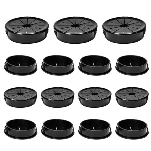 EASYEAH 15PCS Cable Grommets, 1-9/16"(40mm) Desk Hole Cover Petal Shaped Buckle Type Nylon Snap Bushing Grommet, Wire Hole Cover Insert for Cables and Cords Management and Protection of Cabinet, Black