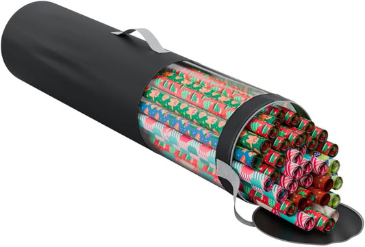ProPik Wrapping Paper Storage Organizer Bag - Heavy Duty Polyester | Holds Up to 24 Rolls, 40 Inch, Black