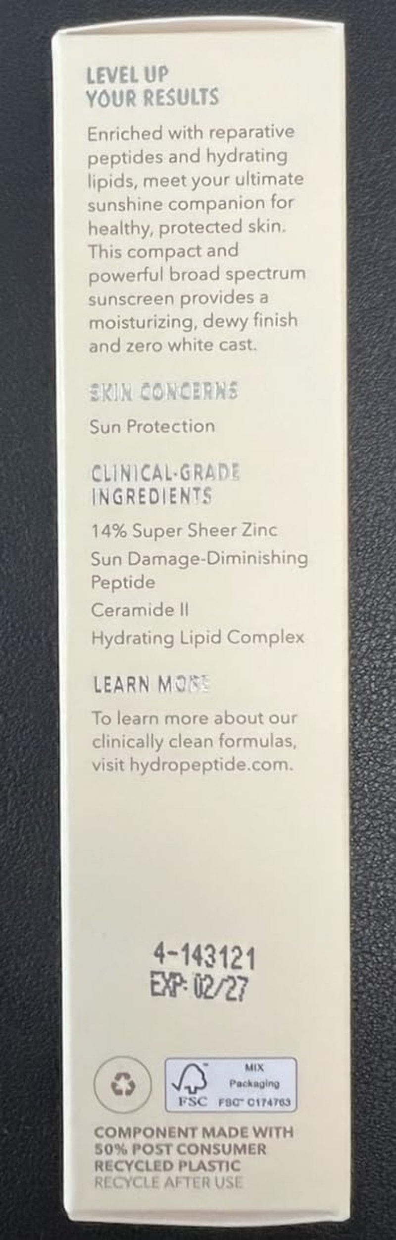 HydroPeptide Sun Slick SPF 50 Mineral Sunscreen Stick with Reparative Peptides, 0.52 Ounce (15g)
