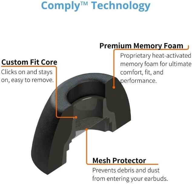 Comply TrueGrip | Premium Memory Foam Replacement Earbud Tips for Samsung Galaxy Buds4 Pro & Buds3 Pro | Long-Lasting Comfort, Secure Fit, Noise Isolation | Black (Medium) (3 Pairs)