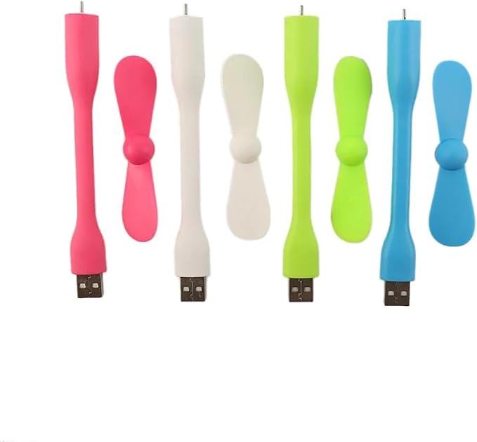 Soseelnee Mini USB Fan, Portable Pocket Fan USB-A Powered Little Cooler, Quiet Operation, for Home Office Car Outdoor Travel- 4 Pack (Blue+ White+ Green+ Pink)