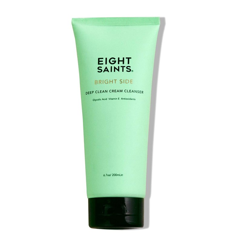 Eight Saints Bright Side Cream Facial Cleanser, Non-Foaming Face Wash, Gentle & Effective Cleanser, Makeup Remover, Nourishing & Hydrating, with Glycolic Acid, Vitamin E, & Antioxidants, 6.7oz