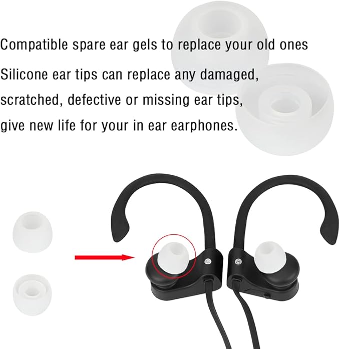 WKYMY Silicone Small Replacement Earbud Tips Eartips for in- Ear Headphones Rubber Tips Earbud Replacement Earbuds Cap 10 Pairs (White)