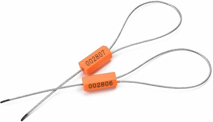 Leadseals 100PCS Steel Cable Seals Metal Security Seal Numbered Metal Truck Trailer Seals Security Tags Tamper Evident Tags Container Seals Pull Tight Steel Wire Seals