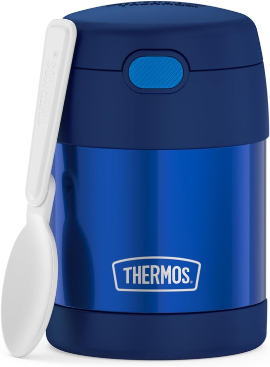 THERMOS FUNTAINER 10 Ounce Kids Food Jar - Stainless Steel Vacuum Insulated with Folding Spoon | Navy