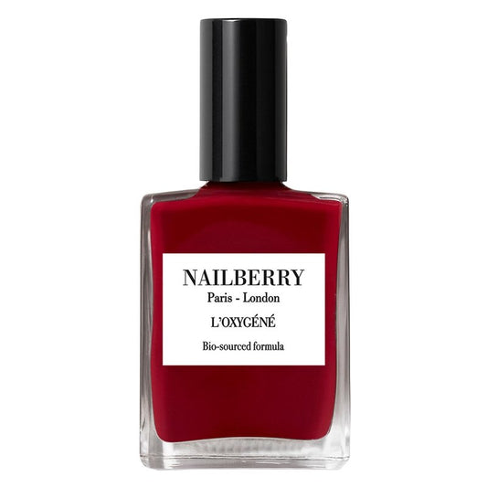 Nailberry L'Oxygéné Oxygenated Nail Lacquer | Le Temps des Cerises | Deep Red Burgundy Opaque | UV Protected Long-Wear Nail Polish | 12-Free | Vegan | Certified Halal | Cruelty & Gluten Free | 15 ml