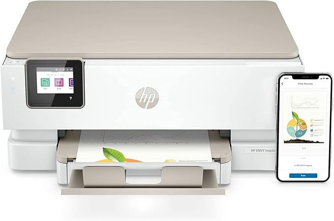 HP Envy Inspire 7255e Wireless Color Inkjet Printer, Print, scan, copy, Easy setup, Mobile printing, Best-for-home, 3 month Instant Ink trial included, AI-enabled (1W2Y9A)