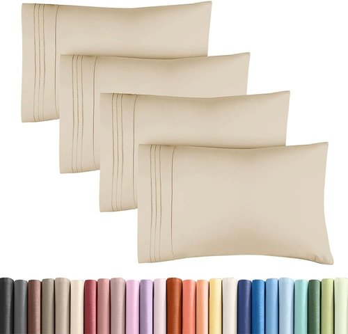 King Standard Pillow Cases - Soft Hotel Quality Covers for Comfy Bedding | Set of 4 in Wheat