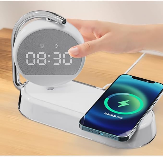 OTXKOO 3 in1 mutifunction Mobile Wireless Charger with Digital Clocks and Night Lights fit for All Series Mobile That Support Wireless