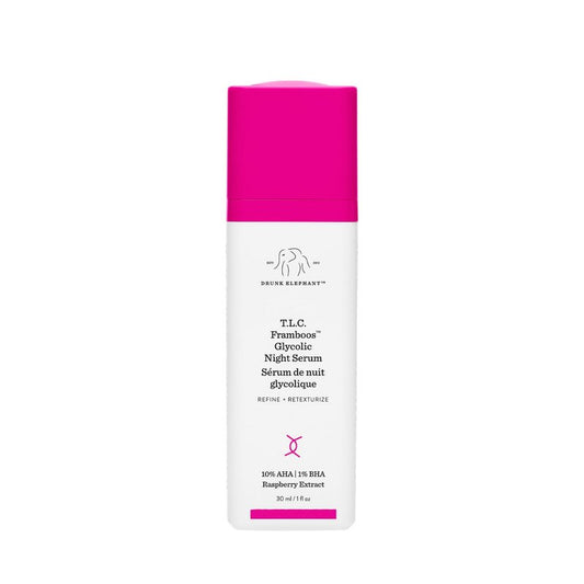 Drunk Elephant T.L.C. Framboos Glycolic Serum - 30 ml/1 fl oz - Exfoliating AHA Serum - Clean Clinical Skincare - Cruelty-Free - Dermatologist-Tested - Free of Essential Oils, Silicones, and Fragrance