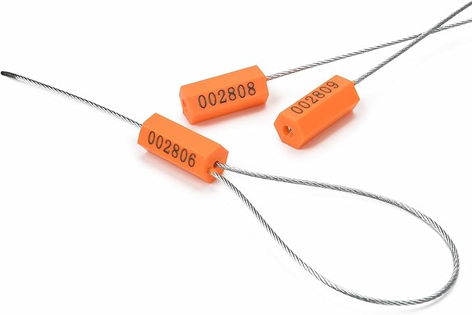 Leadseals 100PCS Steel Cable Seals Metal Security Seal Numbered Metal Truck Trailer Seals Security Tags Tamper Evident Tags Container Seals Pull Tight Steel Wire Seals