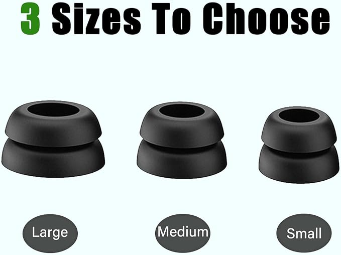 Luckvan Double Flange Ear Tips for Beats Studio Buds Replacement Earbuds Tips for Beats Earbuds/Fit Pro/Solo Buds, 6 Pairs LMS Black