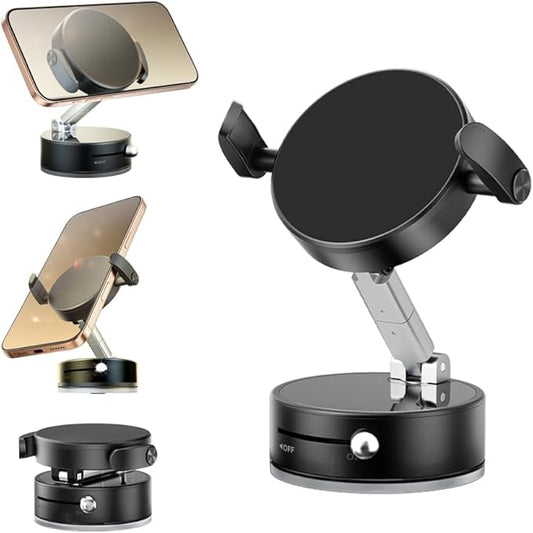 ROARADE Universal Phone Holder for Car/Dashboard/Desk Adjustable & Foldable Phone Stand Compatible with Magnetic & Non-Magnetic Phones (All Phones 4-7") (Black)
