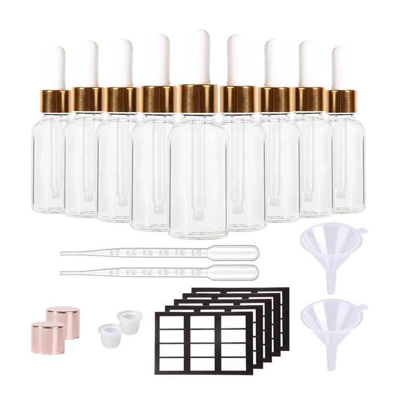StellaCare 48 Pack,1oz Dropper Bottle for Essential Oils,Amber Oil Bottles for Hair,Small Travel Containers Tincture Bottles