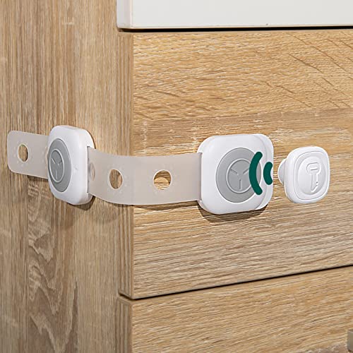 Babelio TAK Cabinet Straps Locks for Babies, 10 Pack Child Proof Safety Locks for Drawers, Baby Proof Latches for Kitchen, Furnitures, Strong Adhesive