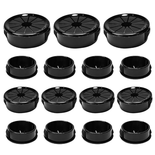 EASYEAH 15PCS Cable Grommets, 1-3/16"(30mm) Desk Hole Cover Petal Shaped Buckle Type Nylon Snap Bushing Grommet, Wire Hole Cover Insert for Cables and Cords Management and Protection of Cabinet, Black
