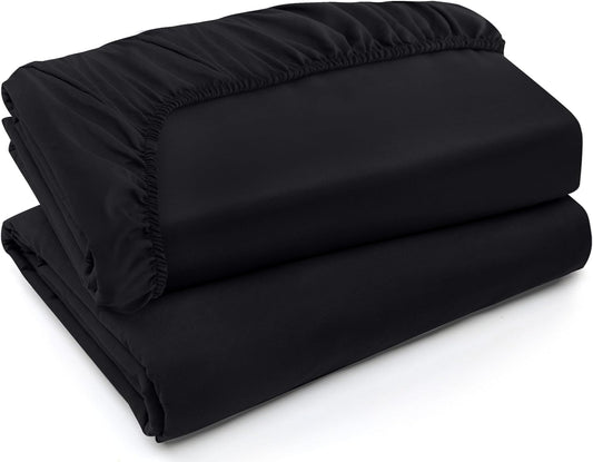 Utopia Bedding Queen Fitted Sheets - Soft Brushed Microfiber - Deep Pockets - Fade Resistant - Black