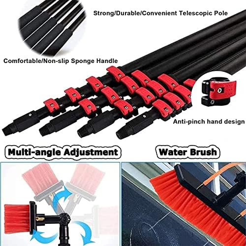 Water Fed Pole Telescopic Outdoor Window Cleaner, Conservatory Roof Cleaner/Water Fed Extendable Brush/Window Clean Kit Roof Cleaning Tools with 20M Water Supply Hose,39F,20FT/6M