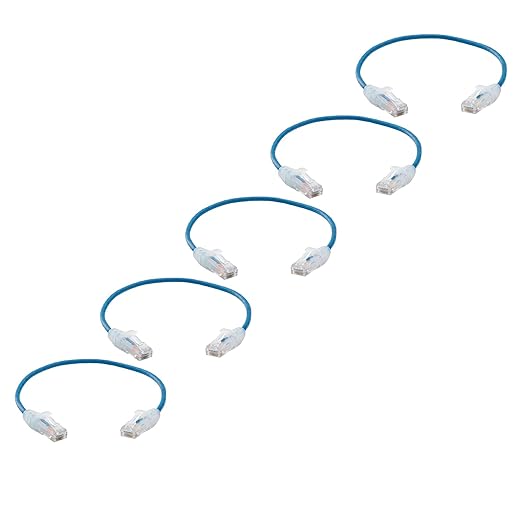 TRUECABLE Cat6 Component Rated Patch Cable, Unshielded (U/UTP), 1ft, Blue, 28AWG Stranded Pure Copper, Snagless 10G High-Speed Ethernet Cable, PoE++ 4PPoE 100W, UL Listed, RoHS-3, 5 Pack