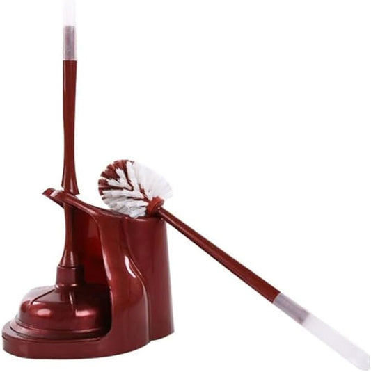 NOLLAM Bathroom Toilet Plunger and Brush Set 2 in 1 Silicone Toilet Brush Turbo Plunger and Bowl Brush Caddy Set with Stand for Deep Cleaning Bathroom Accessories Toilet Bowl Scrubber, Red