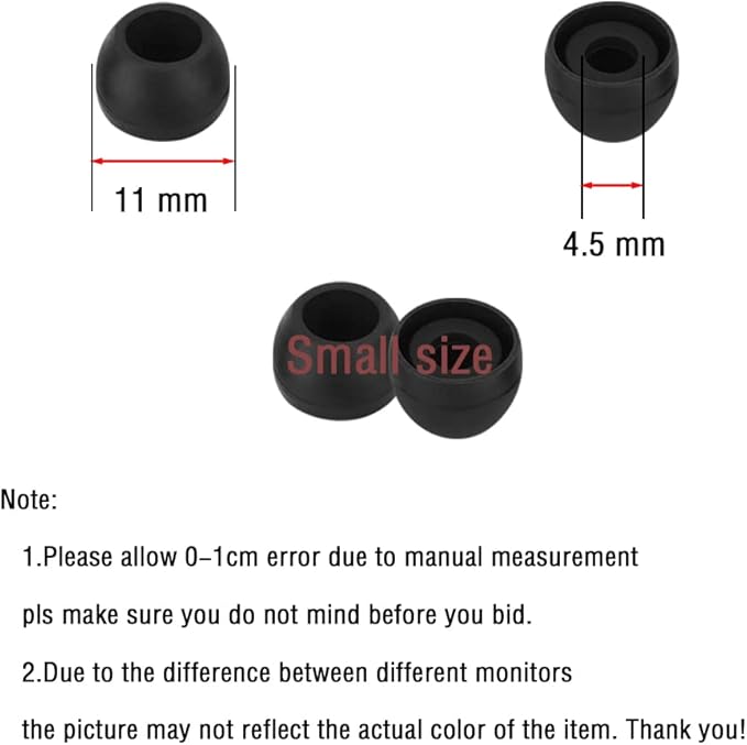 WKYMY Silicone Small Replacement Earbud Tips Eartips for In-Ear Headphones Rubber Tips Earbuds Cap 10 Pairs (Black)
