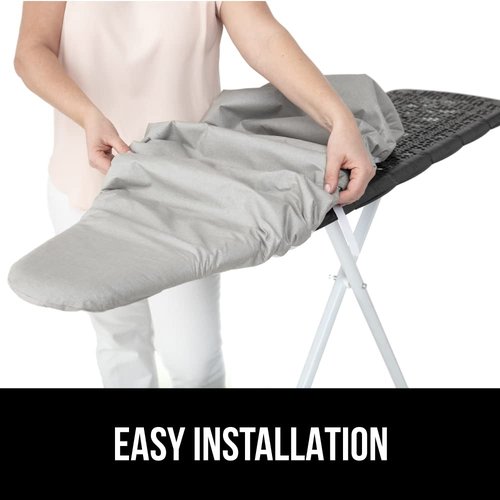GORILLA GRIP The Original Ironing Board Cover and Pad, Silicone Coating, 400°F Scorch Resistant Thick Padding, Heavy Duty Iron Covers Standard Boards, Hook and Loop Fastener Strap, Silver 18x49