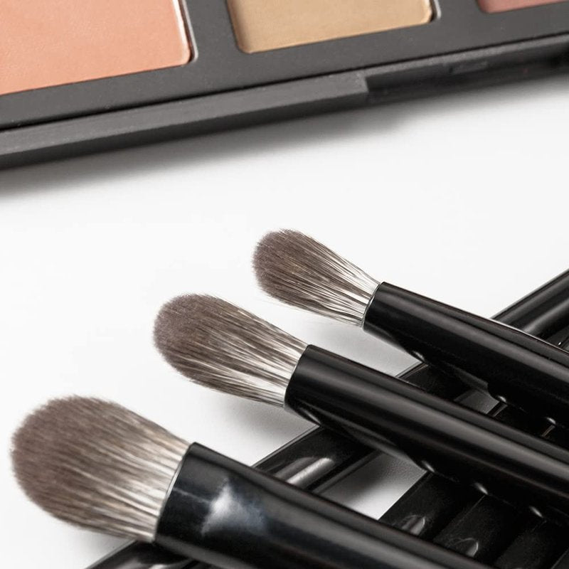 Anmor Luxurious Black Makeup Brush Set, Premium Makeup Brushes for Foundation Kabuki Powder Blush Eyeshadow Blending Crease Makeup, Superior Soft Luxurious Makeup Brush Set with Micro Crystal Fiber