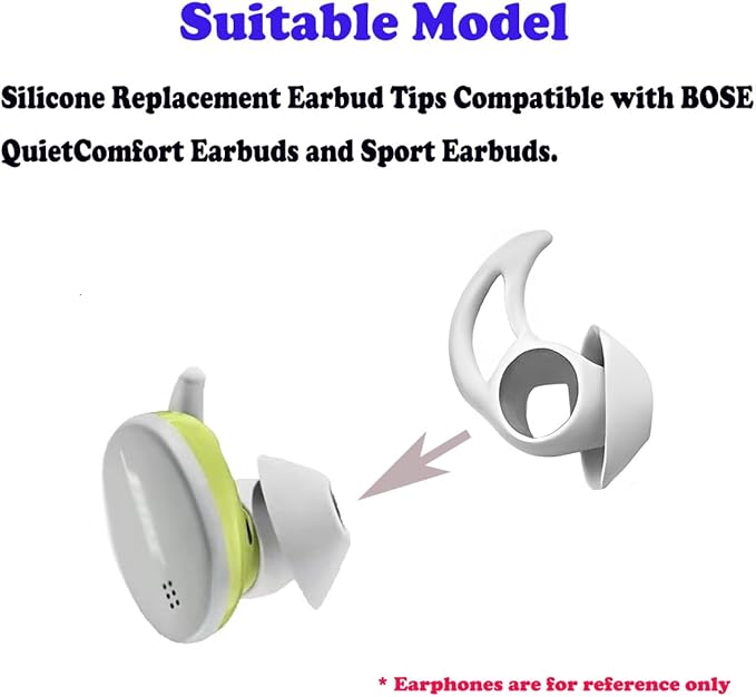 CYADCI 3 Pairs Earbuds Replacement Tips Large，Silver Earbud Tips ，Silicone Eartips Compatible with Bose QuietComfort and Sport Earphones
