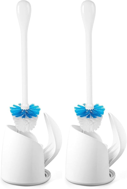 OXO Good Grips Compact Toilet Brush & Canister, White, 6" x 4-3/4" x 17-1/4" h (Pack of 2)