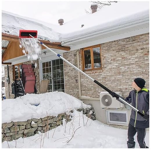 Snow Rakes Roof Rake, 5-12 Ft Extendable (Up to 18 Ft Reach) Lightweight Aluminum with Soft Foam Pad for Snow Removal Solar Panel Cleaning