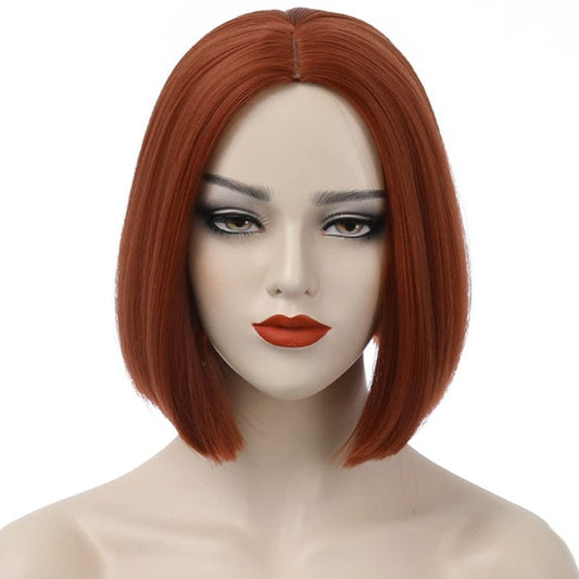 Ufindcos Ginger Wig Bob Wig Short Straight Hair Wigs Middle Part for Women Synthetic Heat Resistant Halloween Costume Party False Hair Wig